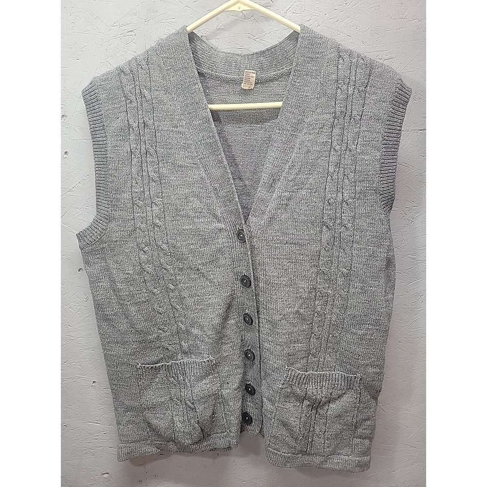 Vintage Women's Granny Knit Cable Sweater Vest Size XL 44